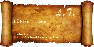 Löfler Timur névjegykártya